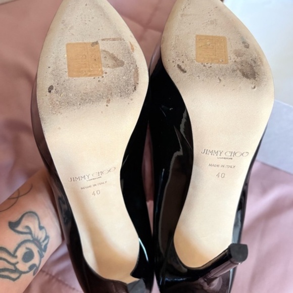 Jimmy Choo Glossy Black Platform Heels - Picture 4 of 11